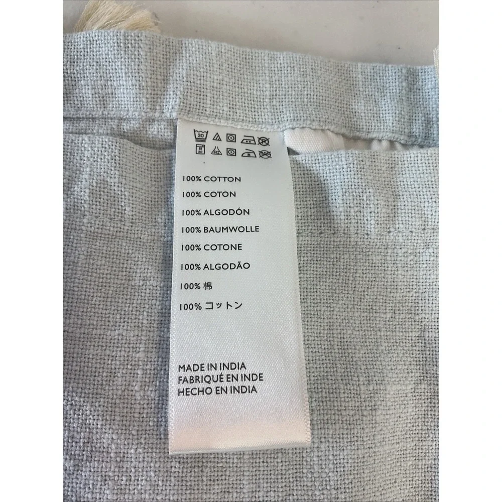 Anthropologie Light blue striped tasseled Shower Curtain‎  Airy neutral